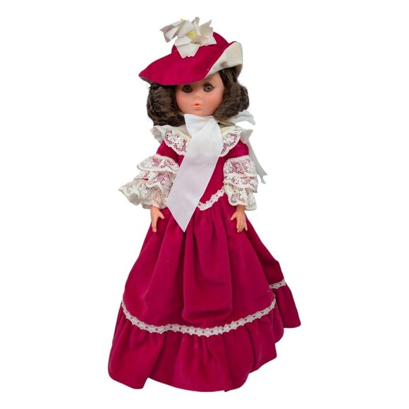 Vtg Zanini Zambelli Doll 17" Vinyl Red Velvet Dress Curly Brunette w/ Box ITALY - Picture 2 of 16